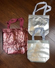 NEW ATHLETA Lot of 3 Reusable Eco Shopping Tote Bags 1 Lg Burgundy 2 Med Silver