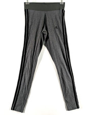 Adidas Women's 3 Stripes Leggings Gray Black Size Small Stretch Gym Yoga