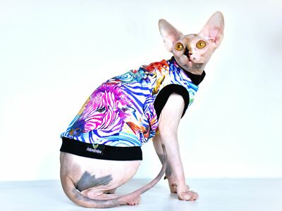 Zebra Baumwolle Strick - Sphynx Katze Top, Devon Rex, Peterbald, Haustier Katze Kleidung