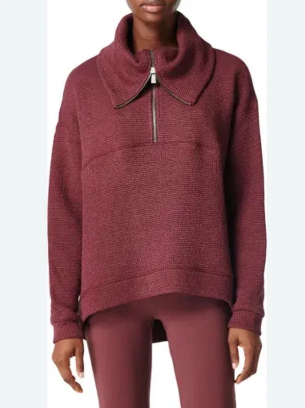 sweaty-betty restful boucle half zip active sweatshirt