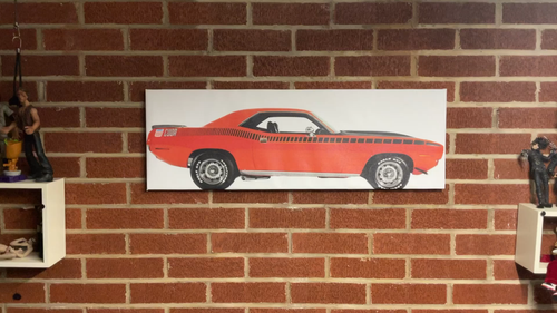 SALE! 30x10 Plymouth BARRACUDA framed CANVAS PRINT poster CUDA road runner car - Video 1 of 1