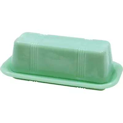 TableCraft Jadeite Green Glass Butter Dish