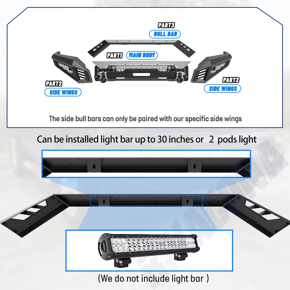 Parachoques delantero/trasero de acero/barra antivuelco para camioneta Ford F-150 2018 2019 2020 Foto 3 de 4