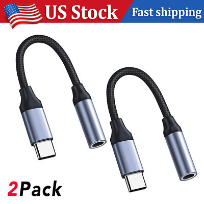 2 Pack USB-C to 3.5mm Aux Jack Adapter Earphone Cable Cord For iPhone 15 Pro Max