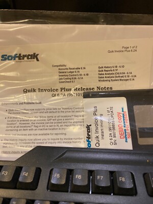 NEW $495 Accpac Plus Accounting Software Quik Invoice Plus Version 6.2A NFR