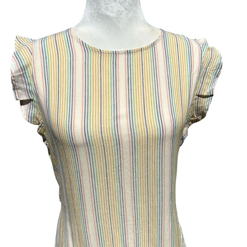 NWTMarine Layer Laney Dress Medium Pastels Beachy Stripe Tiered Ruffle Mini - Picture 11 of 18