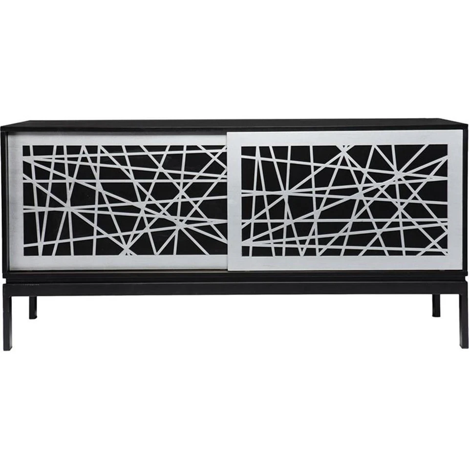 Soporte de TV de madera y metal SEI Furniture Arminta en negro y plata Foto 3 de 3