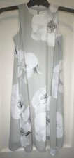 Calvin Klein Size 2 Floral Gray White Sleeveless Keyhole Women’s Shift Dress