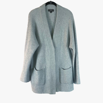 Repeat 100% Cashmere Silver Edition Cardigan Sz 40/M Aqua Long Sleeve Snap Front