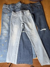 Lot of 3 Girls Jeans/Leggings Size 8 Bootcut/Skinny/Flare Adj. Stretchy Waist