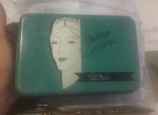 VINTAGE DEMET’S CHICAGO ASSORTMENT TEAL BLUE CANDY TIN CHICAGO IL NICE DECOR