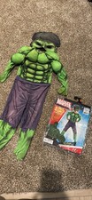 Marvel Hulk Padded Muscle Costume 2pc Bodysuit w/ Hooded Half Mask Sz 3-4