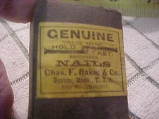 Antique Hold Fast Cobbler Nails In Original Box GENUINE NAILS CHAS F BAKER Co