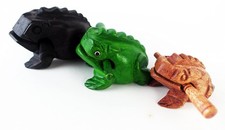 Guiro Percussion Instruments Wooden Frog 3 Pieces Set of 3 Natural Wood G i