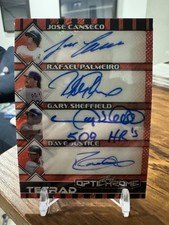 2025 LEAF OPTICHROME TETRAD CANSECO SHEFFIELD PALMEIRO JUSTICE AUTO #1/1