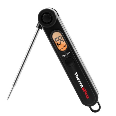 ThermoPro Digital Meat Thermometer with Temperature Indicator, Pitch-black 