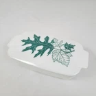 Vintage PYREX Opal Ware Loaf Pan Green Oak Leaf Promotional 1965 Casserole Dish