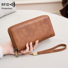 women RFID Double Zip long wallet large capacity handbag