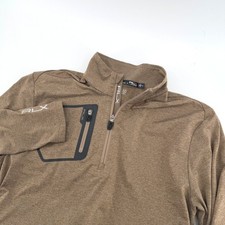 RLX Ralph Lauren Mens M Brown Heathered Golf 1/4 Quarter Zip Stretch Pullover