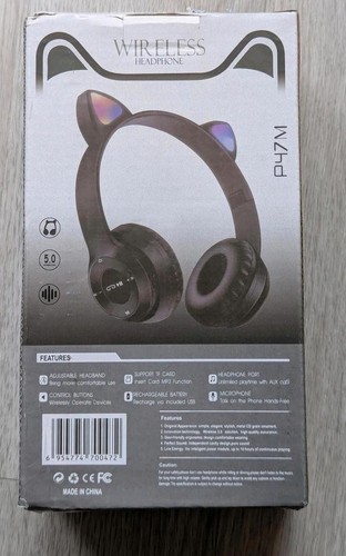 Bluetooth Kopfhörer f. Kids / Kinder m. Katzenohren + Lichteffekt + MP3-Player - Bild 2 von 7