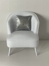1:6 Scale Sofa Chair Only. Modern White & Silver Pillow. Doll Furniture.No Doll
