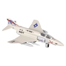 RI Novelty - Pull Back Die-Cast Vehicle - F-4 PHANTOM JET PLANE (Grey)(8 inch)