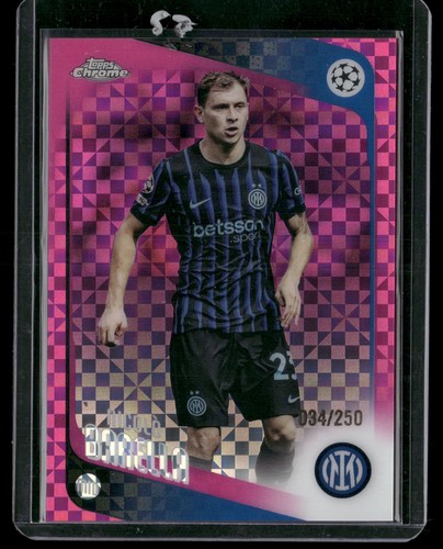 2025-26 Topps Chrome UEFA Club Competitions Nicolò Barella Pink X-Fractor