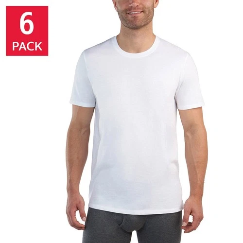 Kirkland Signature Men's Midweight Crew Tee, 6-pack 100% Cotton Tagless 170 GSM - product listing photo