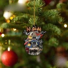 NEW! Def Leppard Guitar Christmas Ornament, Acrylic Ornament 2D flat Gift Fans