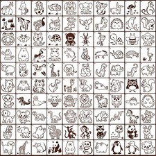 100 PCS Animal Stencils Painting Wood 3x3 Inch Reusable Crafts DIY Scrapbook