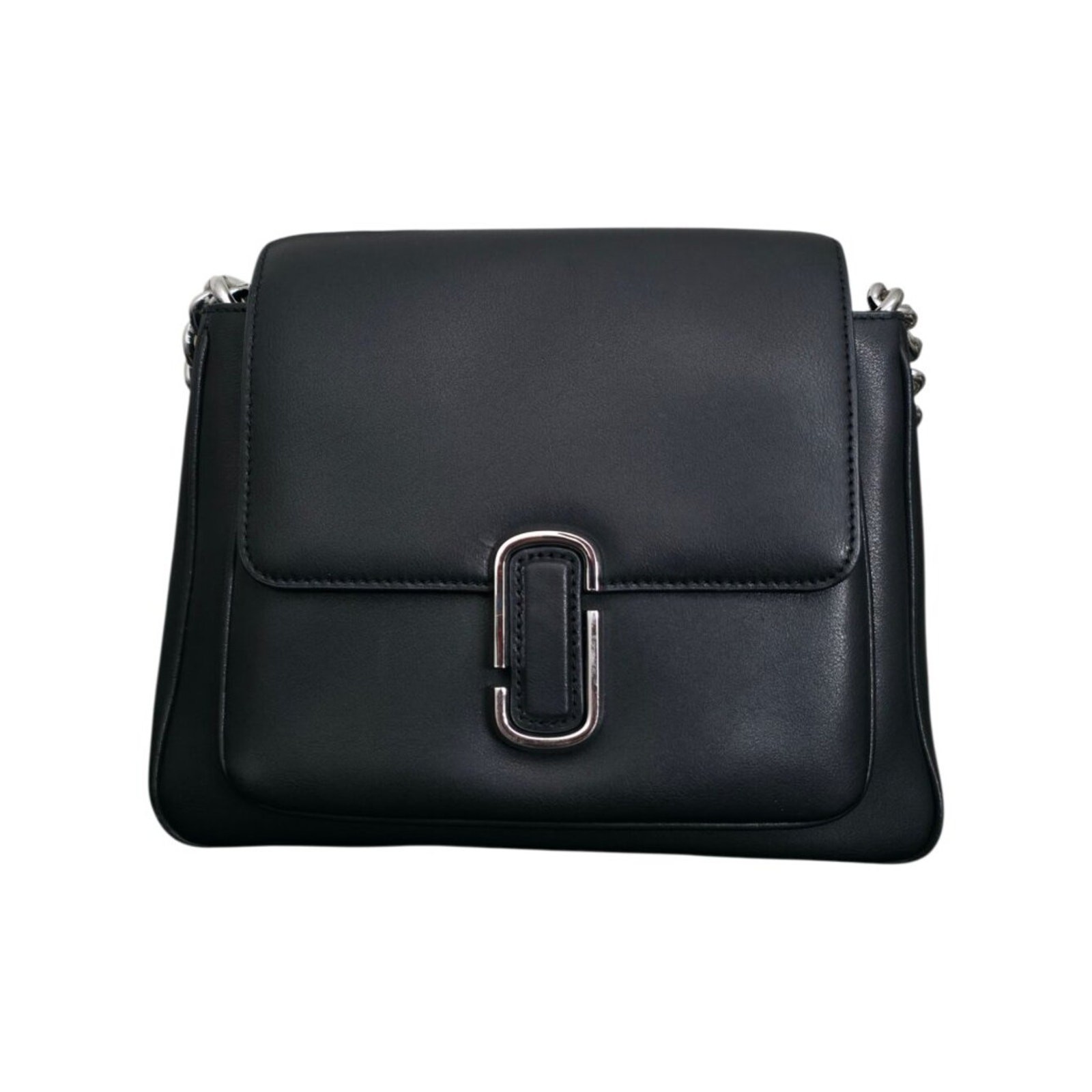 Marc Jacobs The J Marc Chain Satchel Black Silver Leather Shoulder Crossbody Bag image 3