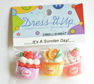 It's a Sunday Day! / Dress It Up FLAT BACK Craft Emblishments / Ice Cream Treats