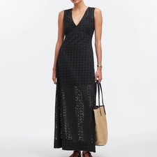 NWT Madewell Eyelet V-Neck Maxi Dress Black Size 8