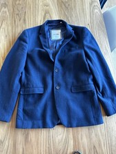 Ben Sherman Blue Herringbone Wool Tweed Jacket Blazer