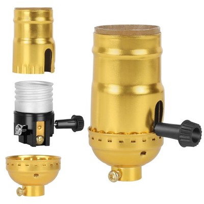 JUTOROSY 2-Way Lamp Socket Replacement, E26 Base UL Listed, Turn Knob Gold