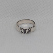 Chrome Hearts Silver Belted CH Logo Ring Size...