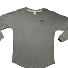 Victoria's Secret PINK Sweatshirt Small Gray Leopard Print Logo Crewneck