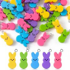 Easter Bunny Charms Pendants - 50Pcs Bunny Peep Resin Enamel Jewelry Pendants...