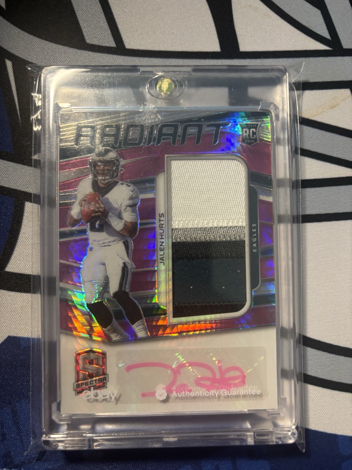 Jalen Hurts 2020 Spectra Radiant Rookie Patch Autograph Pink /25 #6 RC Eagles