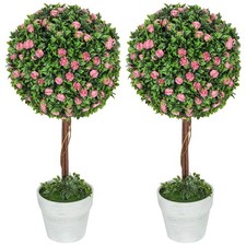 Image of HOMCOM Set of 2 Artificial Plants, Fake Flowers in Pot for Indoor Outdoor, 60cm