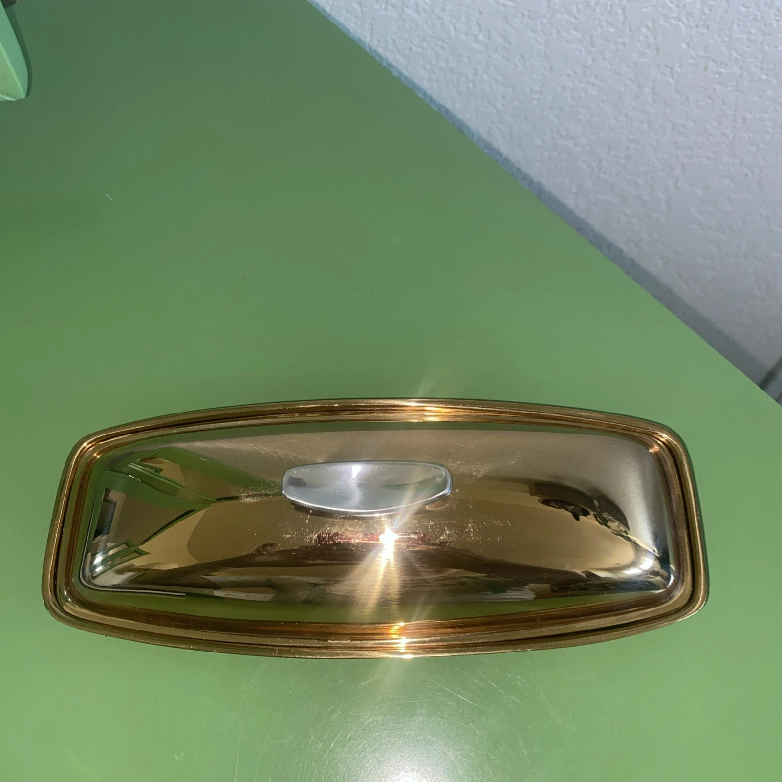 Vintage GORHAM Giftware Butter Plate Silverplate Gold Tone Midcentury MCM L775