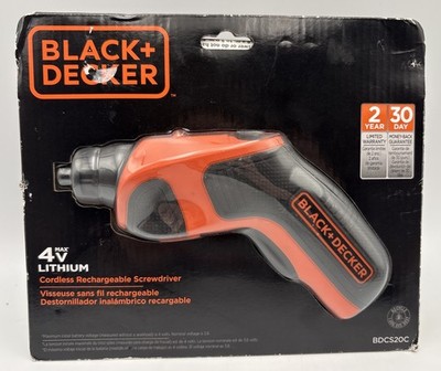 Black & Decker- Cordless Rechargeable Screwdriver #BDCS20C: 4V Max Lithium, Open