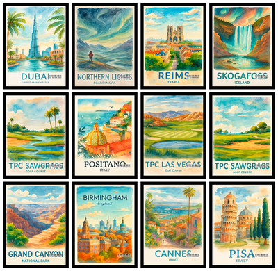 Weltstädte Reise Poster Druck | Berühmte Skyline Wandkunst für Heimdekoration