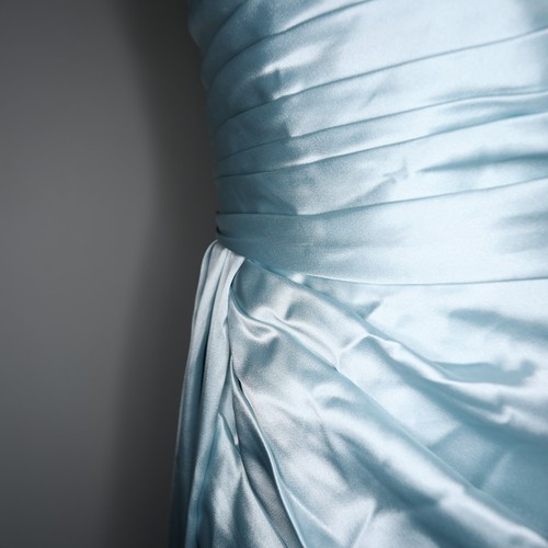 Hellblau Satin Perlen Ballkleid Größe 8 Träger Maxi Lang Ballkleid Anlass - Bild 21 von 24