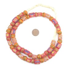 Rose Medley Krobo Beads 12mm Ghana African Multicolor Mixed Glass Large Hole