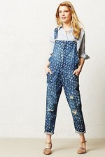 Current/ Elliott paisley distressed overall denim pants size 1 / S