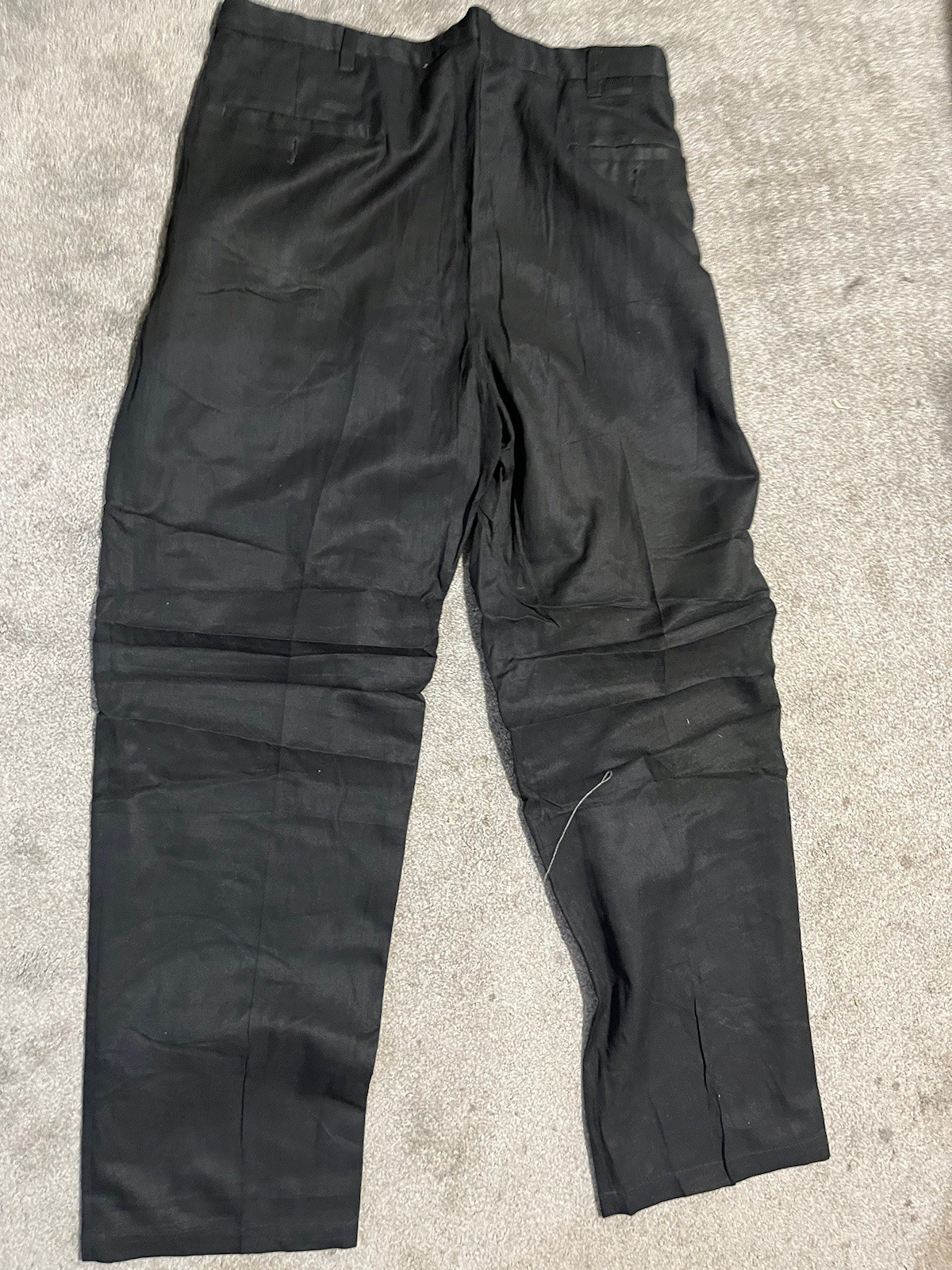 Haggar Q Black Solid Polyester Pleated Front Mens… - image 3