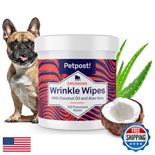 Petpost 100ct Dog Wrinkle Wipes - Face  Fold Cleaner w/ Coconut Oil