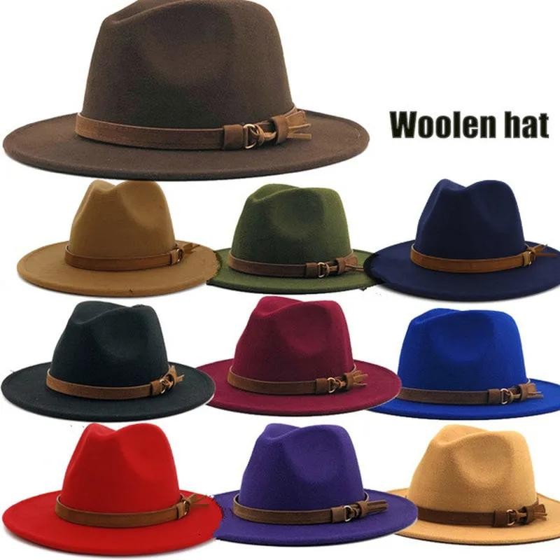 Fedora Hat Classical Wide Brim Gangster Cap Men Women Vintage Trilby Panama Hats-image