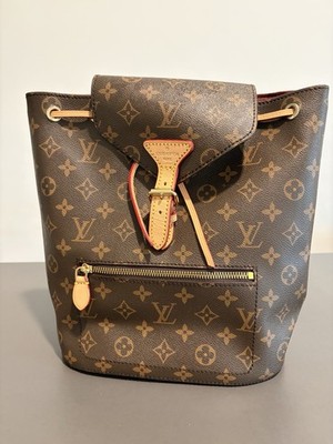 Louis Vuitton Monogram Brown Backpack Drawstring Zip Detachable Strap Pockets